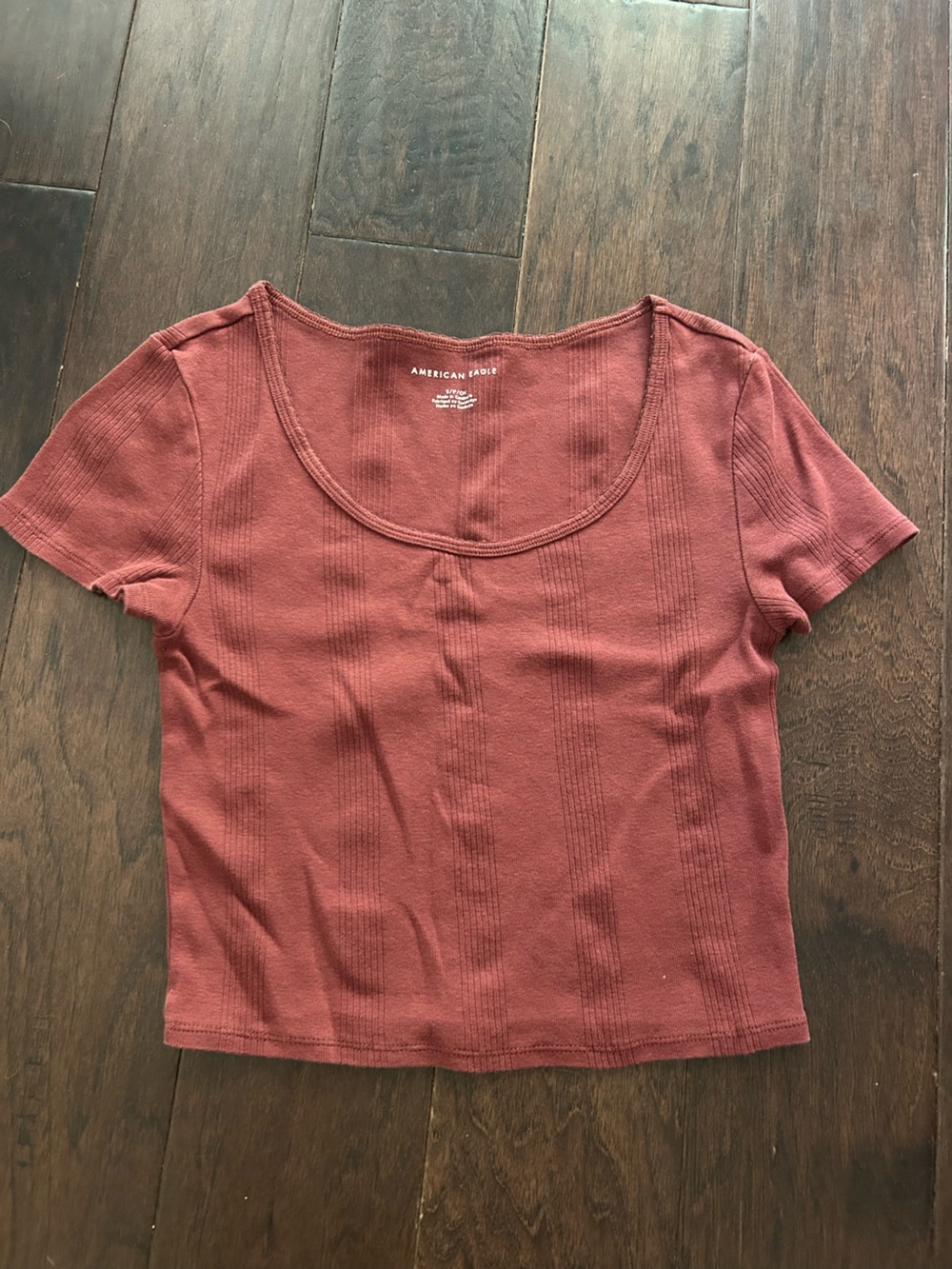 American Eagle Outfitters Short Sleeve Scoop Neck Top - Rusty Red